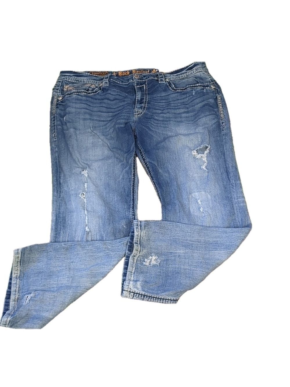 ROCK revival Fergus straight distressed jeans size 44. Big and tall
